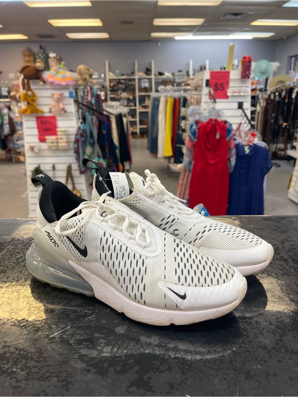Nike White and Black Women's Air Max 270-Style Sneakers